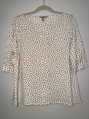 H&M White/Cream Blouse with Black Dot Print